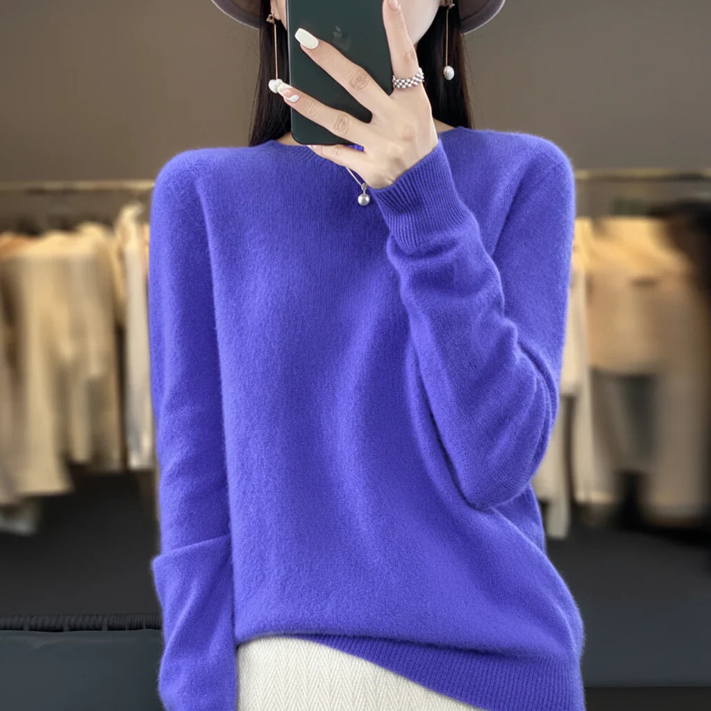 Cashmere Crewneck Pullover Sweater for Women