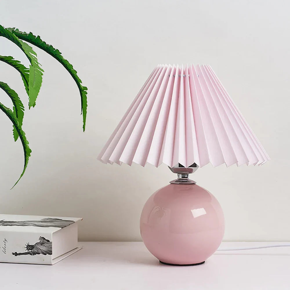 Classic Pleated Table Lamp with Foldable Shade for Warm Light