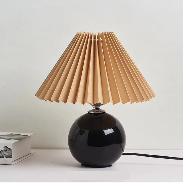 Classic Pleated Table Lamp with Foldable Shade for Warm Light