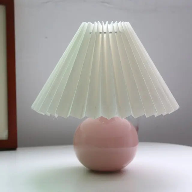 Classic Pleated Table Lamp with Foldable Shade for Warm Light