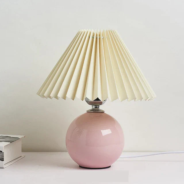 Classic Pleated Table Lamp with Foldable Shade for Warm Light