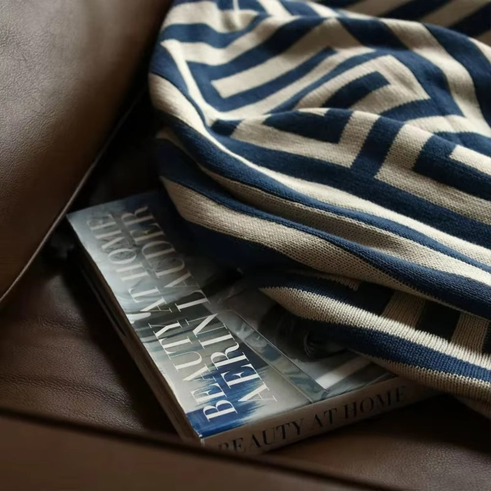 Geometric Jacquard Knit Throw Blanket