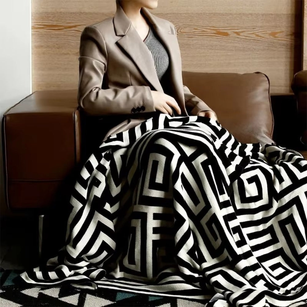 Geometric Jacquard Knit Throw Blanket