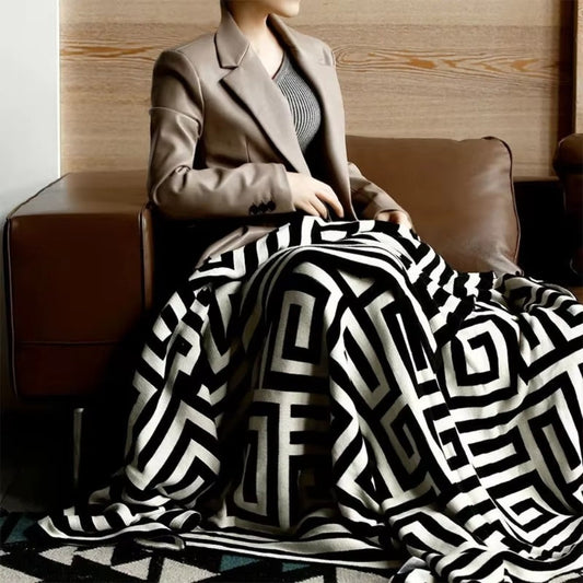 Geometric Jacquard Knit Throw Blanket
