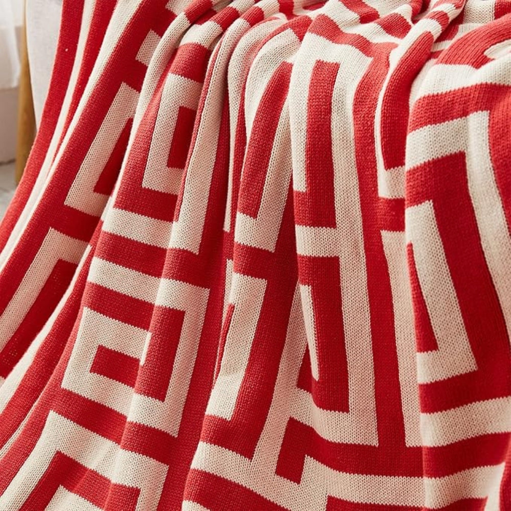 Geometric Jacquard Knit Throw Blanket