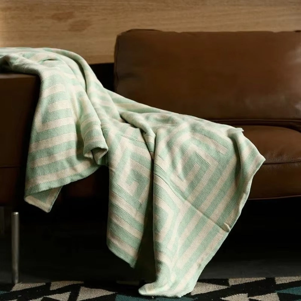 Geometric Jacquard Knit Throw Blanket