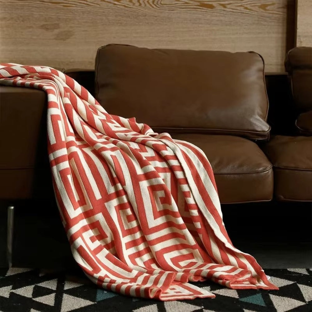 Geometric Jacquard Knit Throw Blanket