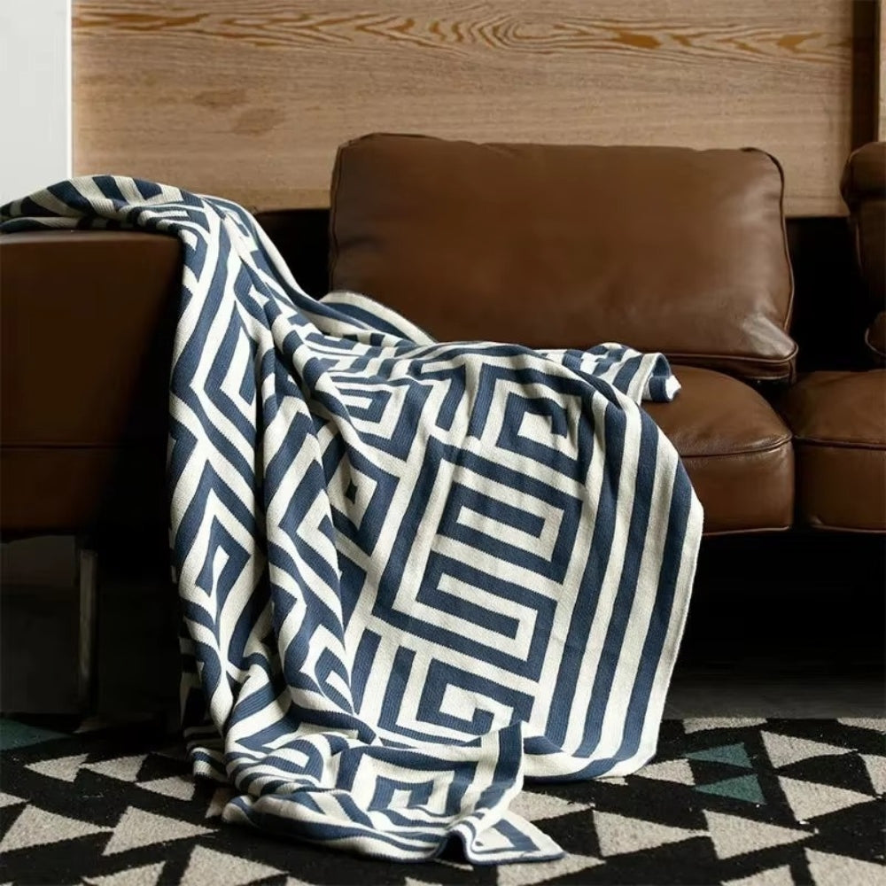 Geometric Jacquard Knit Throw Blanket