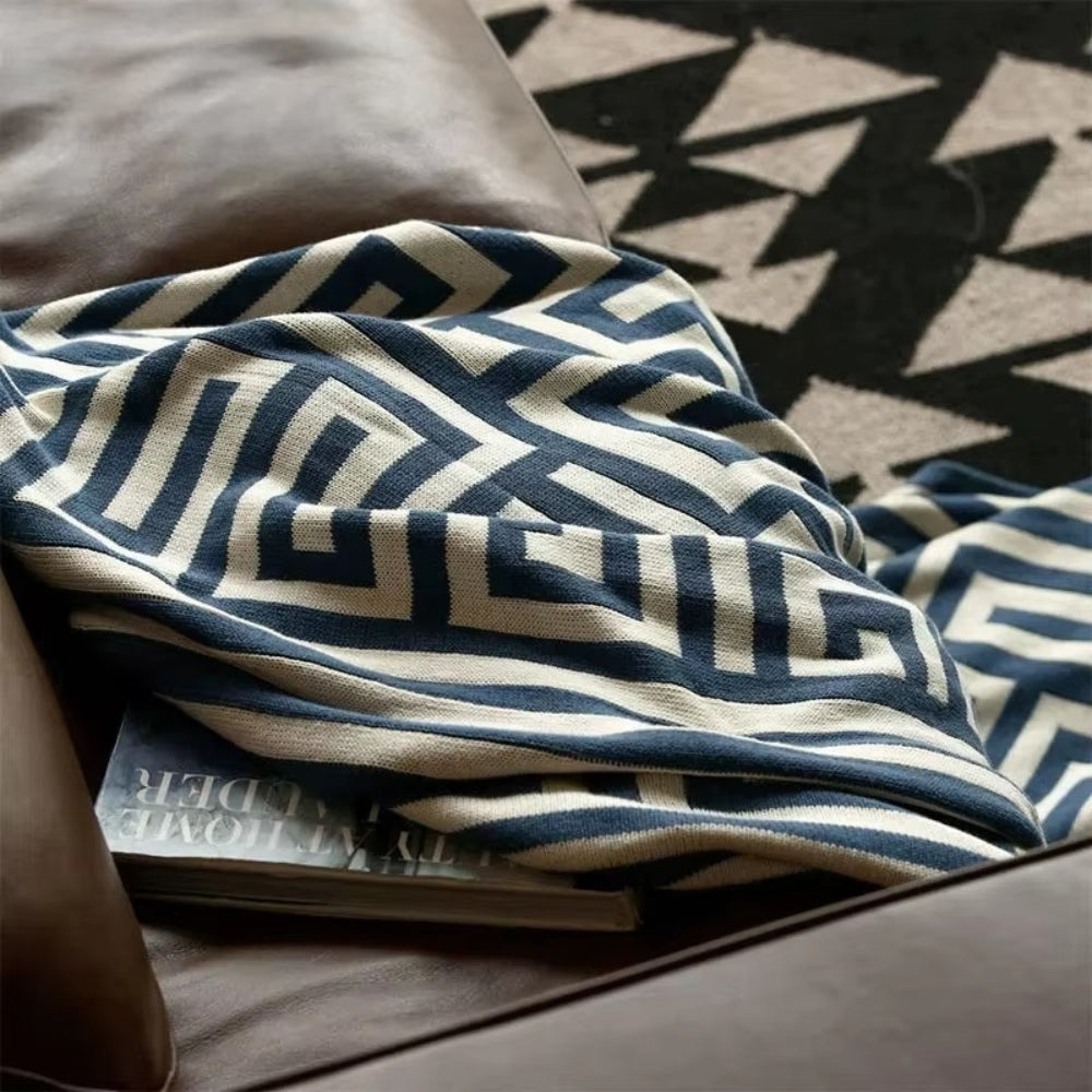 Geometric Jacquard Knit Throw Blanket