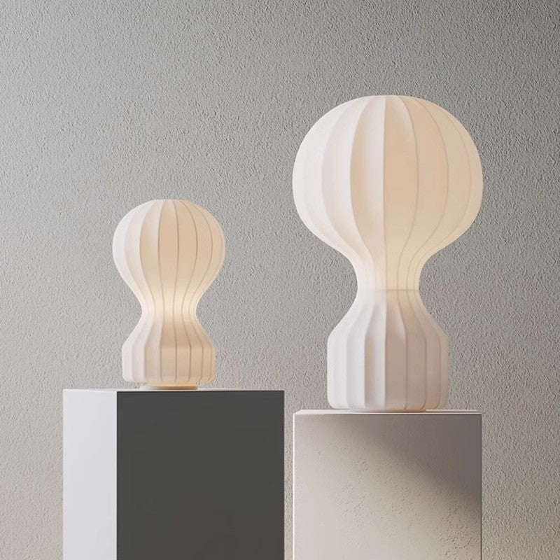 Minimalist Wabi Sabi Table Lamp with Silk Shade – Modern LED Lighting