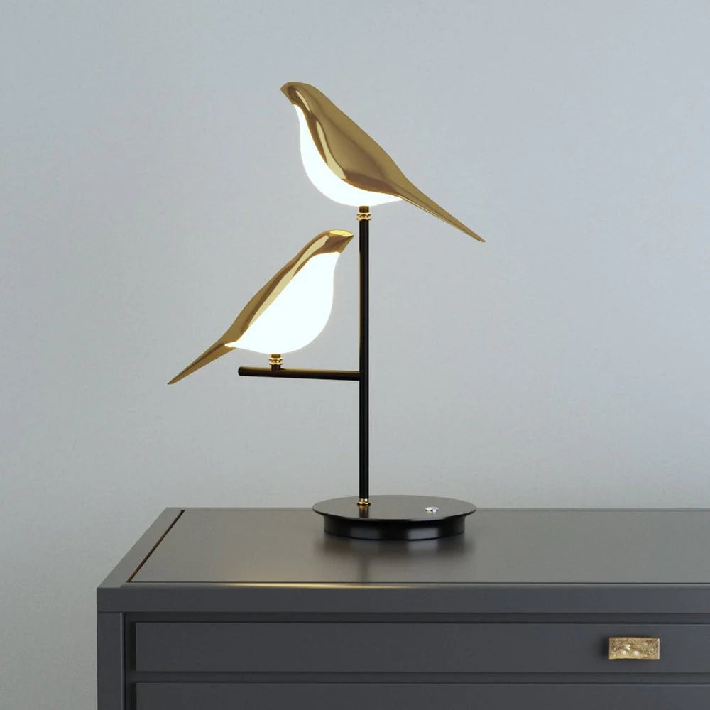 Gold Bird-Shaped Table Lamp with Soft LED Light