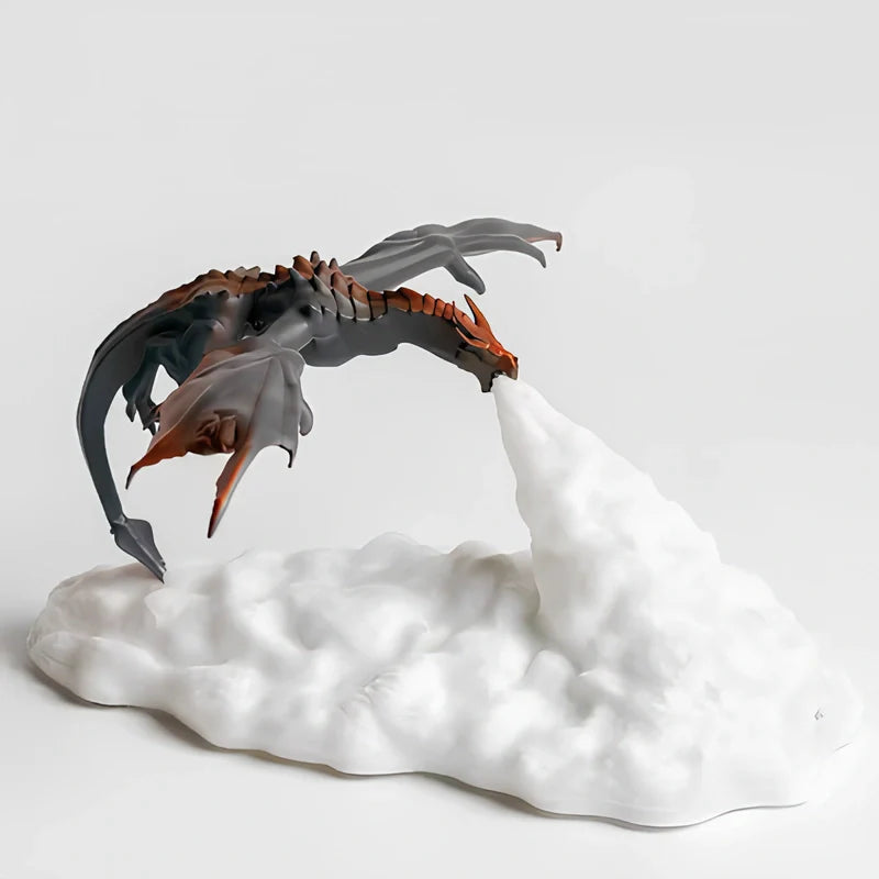 LED Dragon Flame Night Light - 3D Printed USB Rechargeable Lamp for Gamers