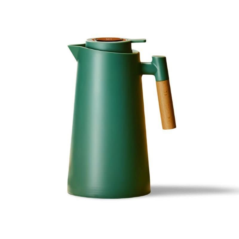 Double-Walled Stainless Steel Thermos with Temperature Display and Wooden Handle
