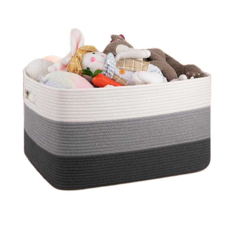 Large Rectangular Rope Storage Basket with Handles