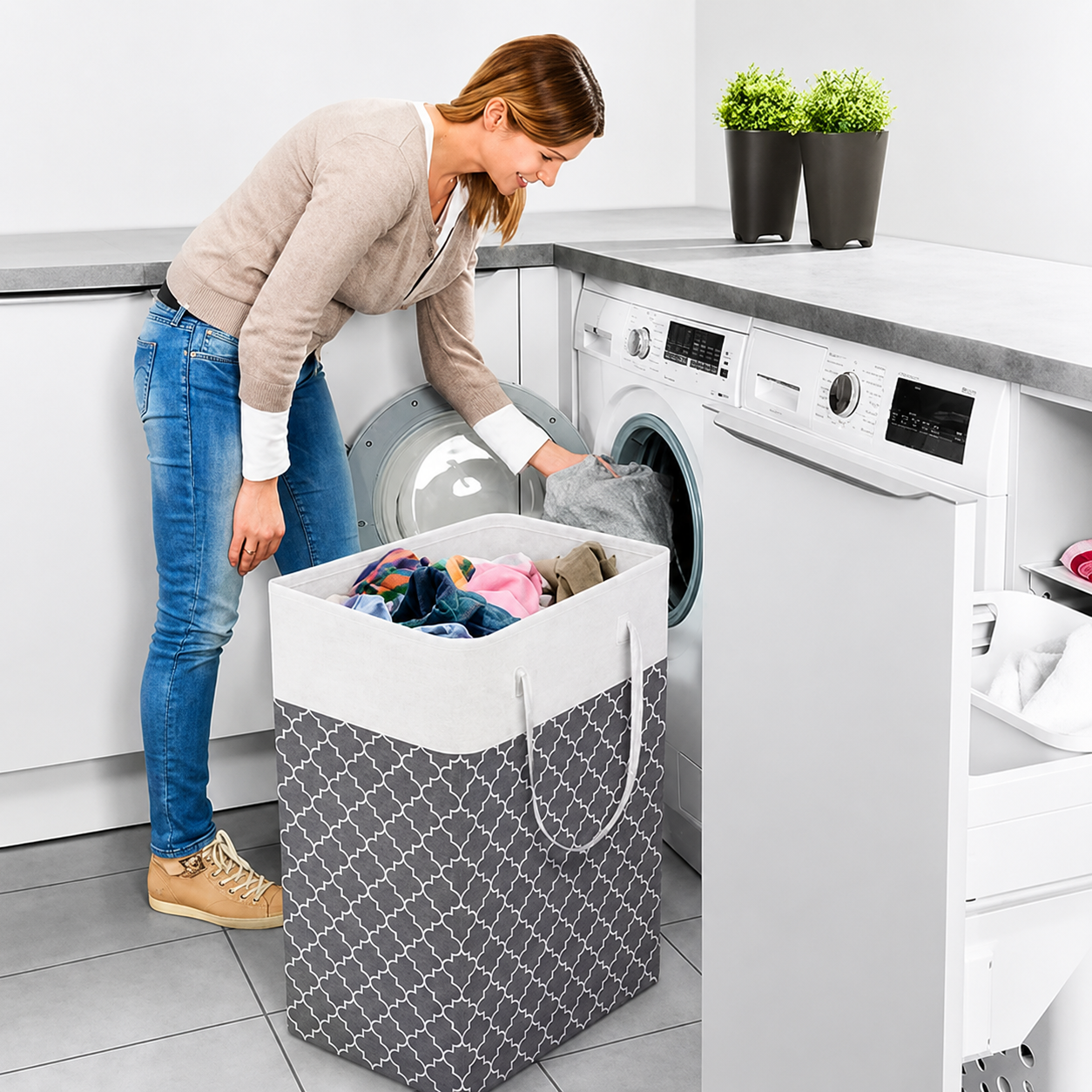 75L Waterproof Foldable Laundry Basket with Handles