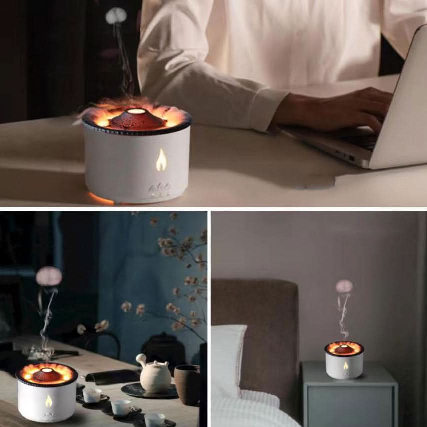 Aroma Humidifier with Flame Effect and Night Light