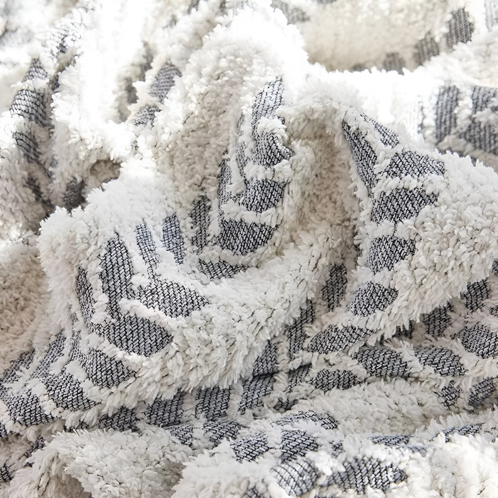 Leaf Pattern Fringed Lace Sofa Cover