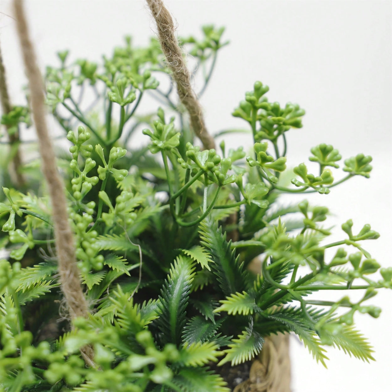 Hanging Faux Plant in Woven Basket Pot