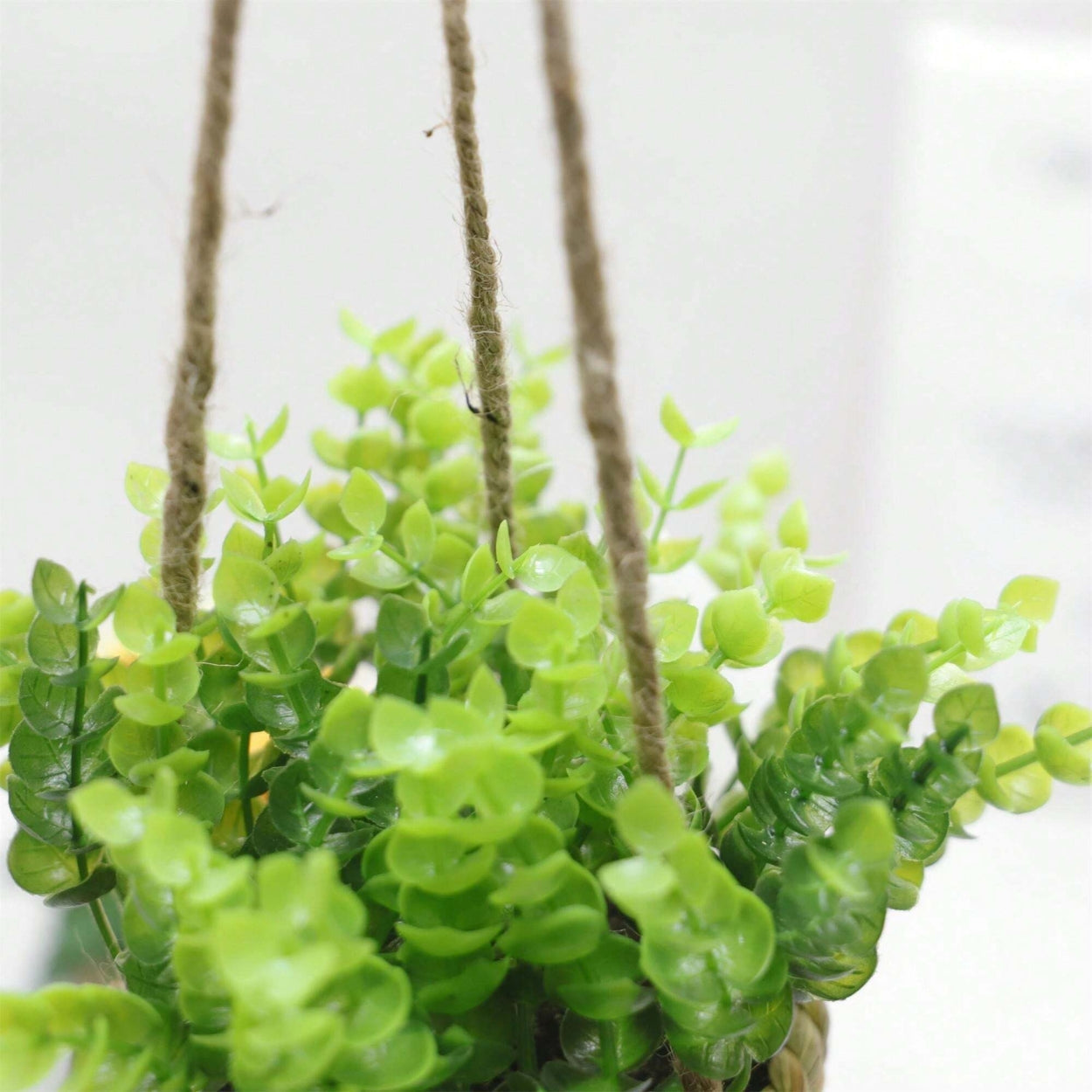 Hanging Faux Plant in Woven Basket Pot
