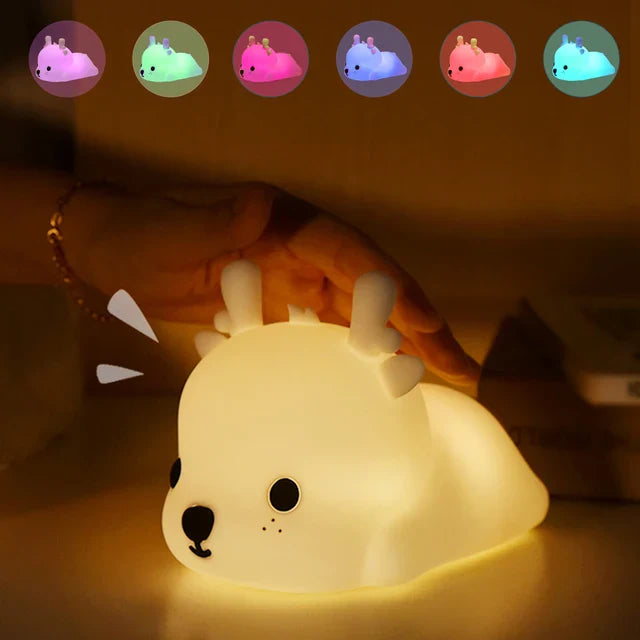 Dimmable USB Rechargeable LED Night Light for Kids - Touch Control Rabbit Design