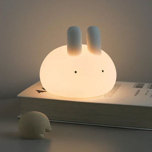 Dimmable USB Rechargeable LED Night Light for Kids - Touch Control Rabbit Design