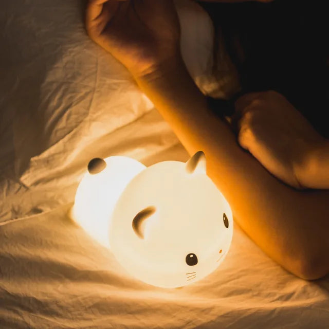Dimmable USB Rechargeable LED Night Light for Kids - Touch Control Rabbit Design