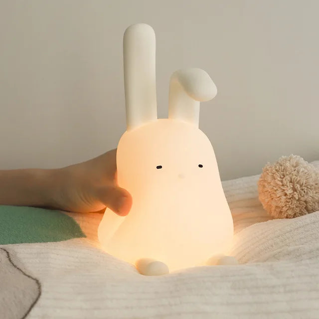 Dimmable USB Rechargeable LED Night Light for Kids - Touch Control Rabbit Design