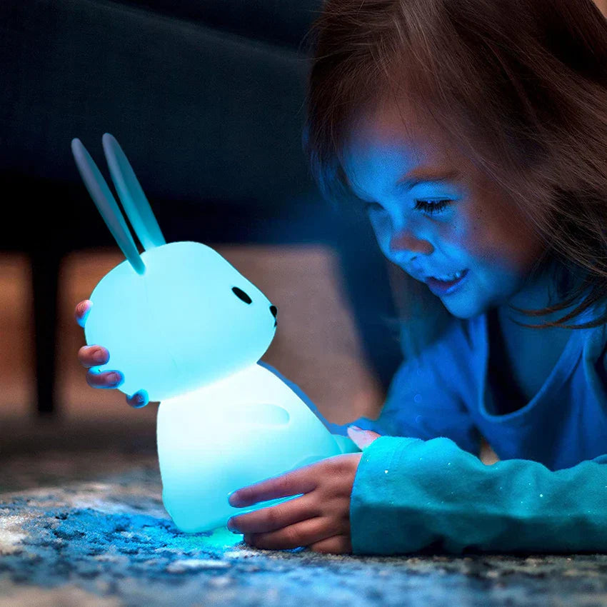 Dimmable USB Rechargeable LED Night Light for Kids - Touch Control Rabbit Design