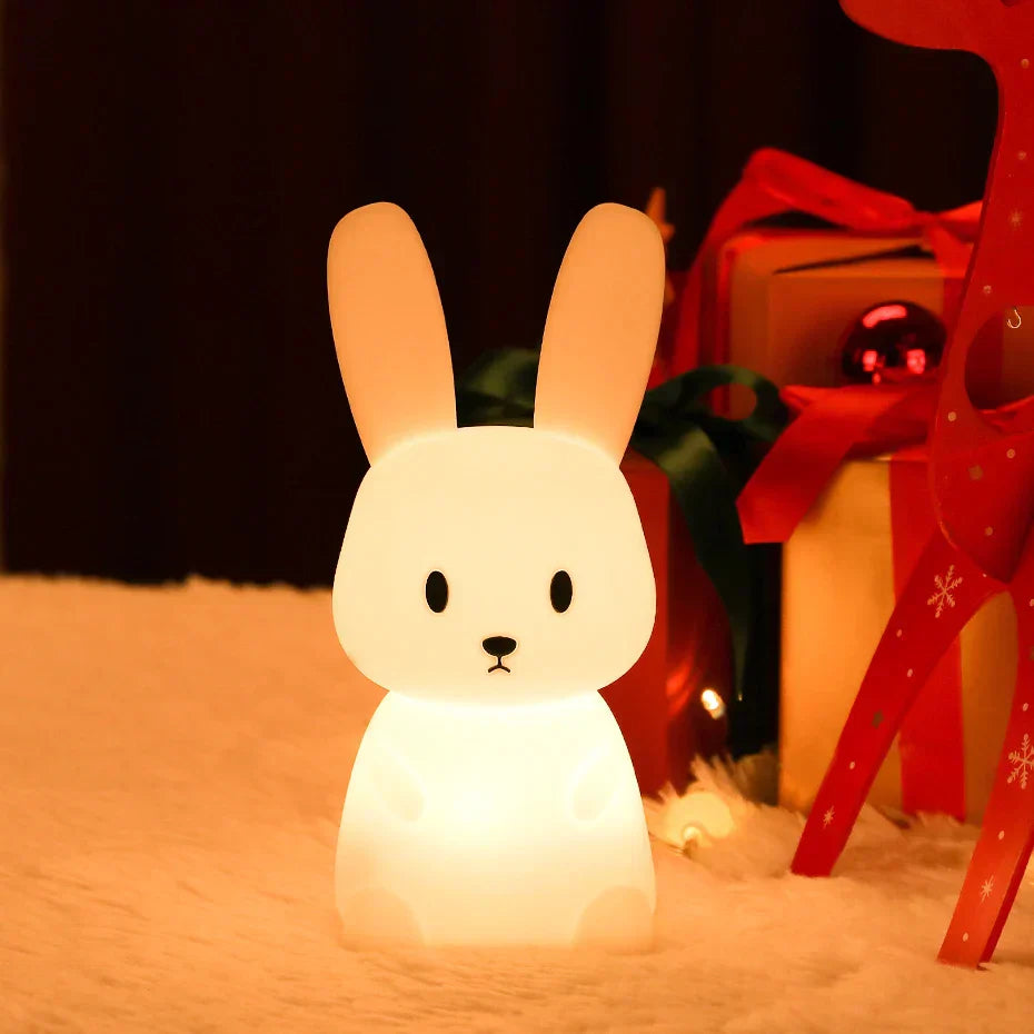 Dimmable USB Rechargeable LED Night Light for Kids - Touch Control Rabbit Design