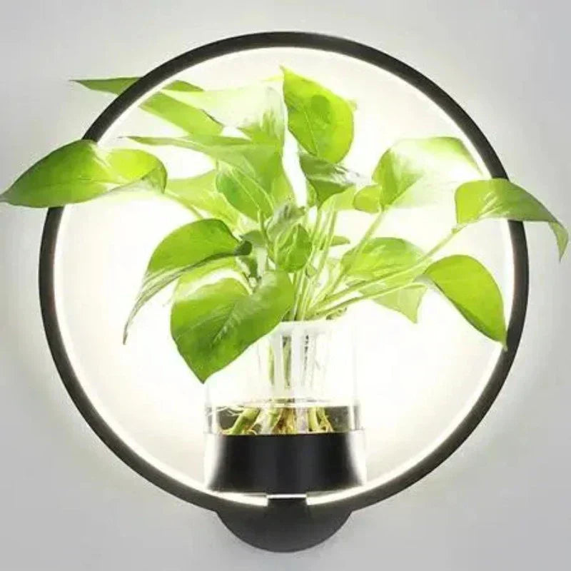 Plant Wall Light Sconce - Modern Iron and Glass Fixture