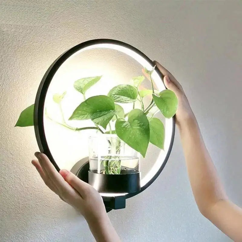 Plant Wall Light Sconce - Modern Iron and Glass Fixture
