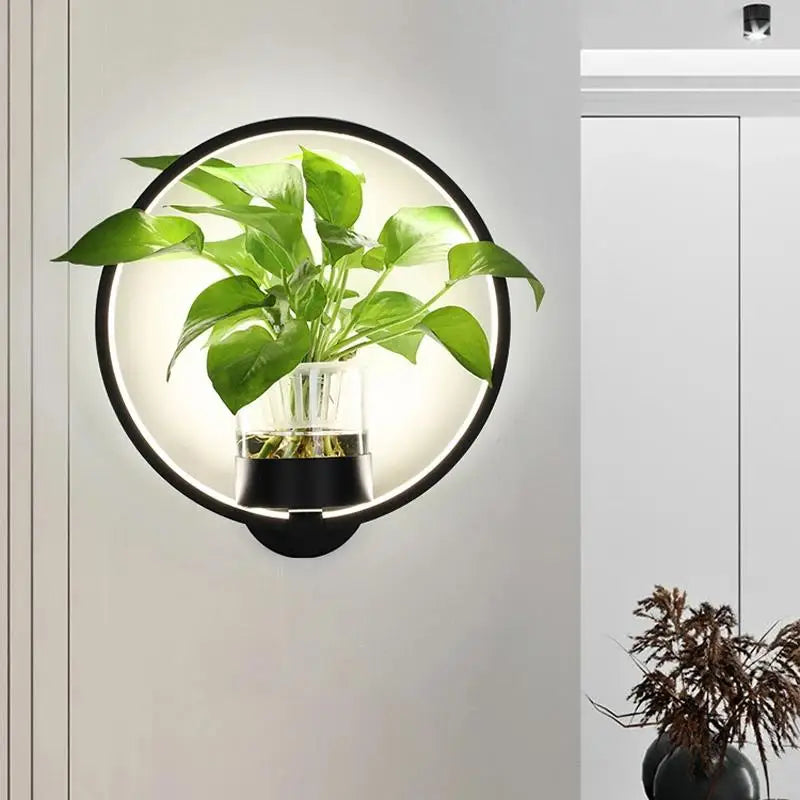 Plant Wall Light Sconce - Modern Iron and Glass Fixture