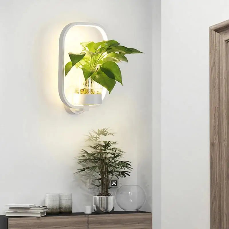 Plant Wall Light Sconce - Modern Iron and Glass Fixture