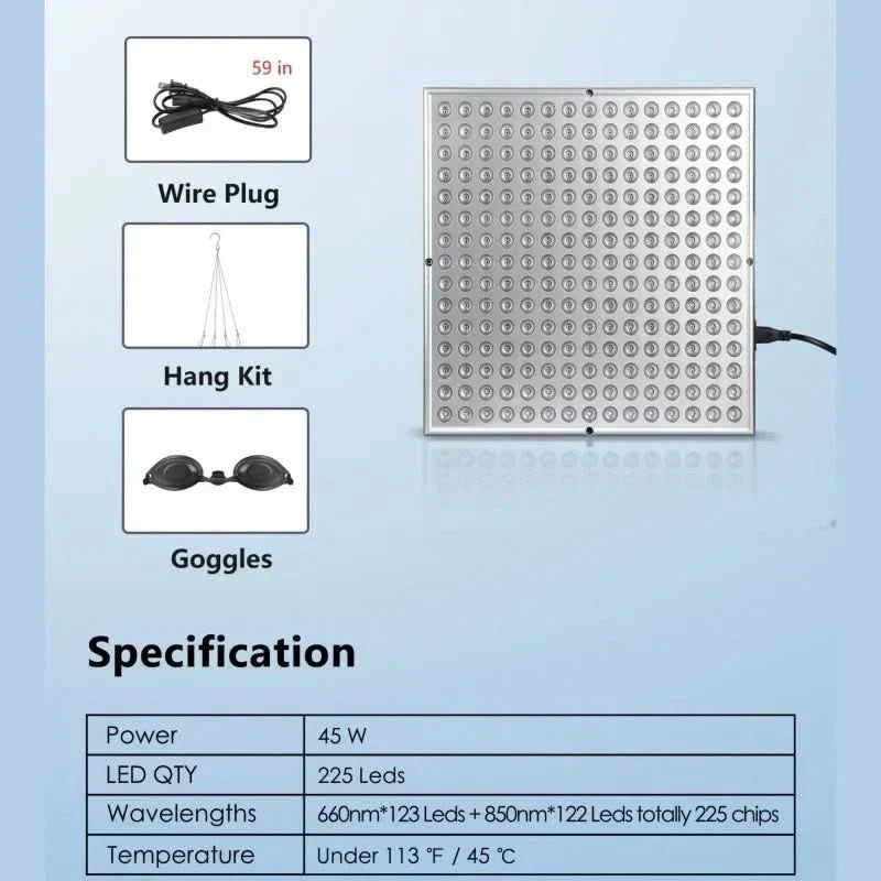 Infrared Light Therapy Panel for Skin Rejuvenation and Muscle Relaxation