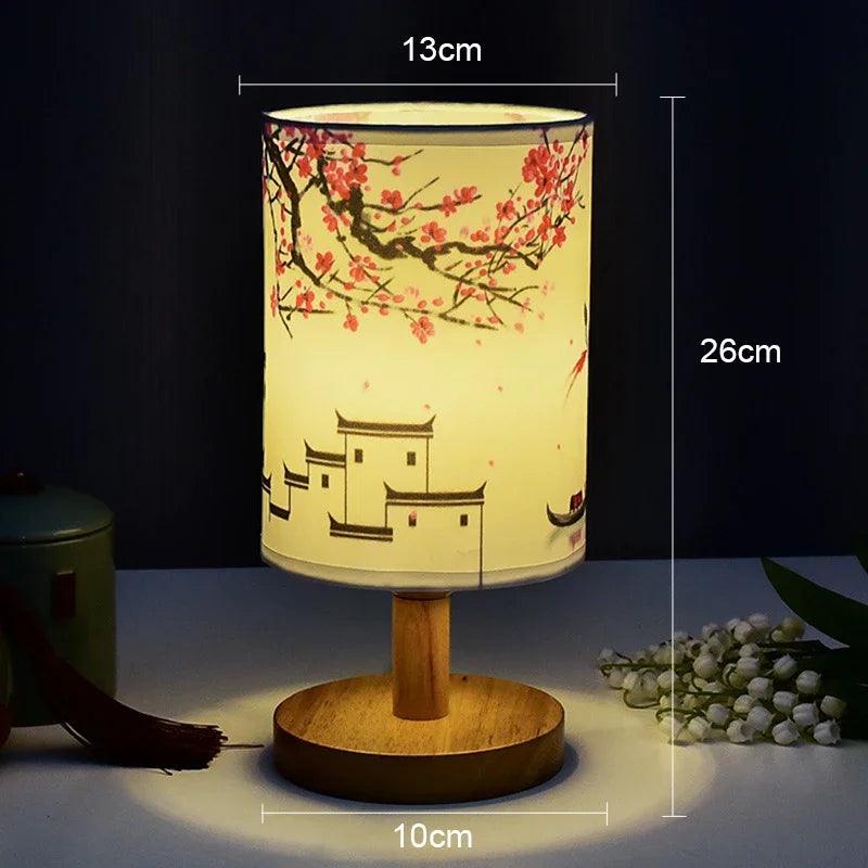 Modern Japandi Table Lamp with Touch Control and Fabric Shade