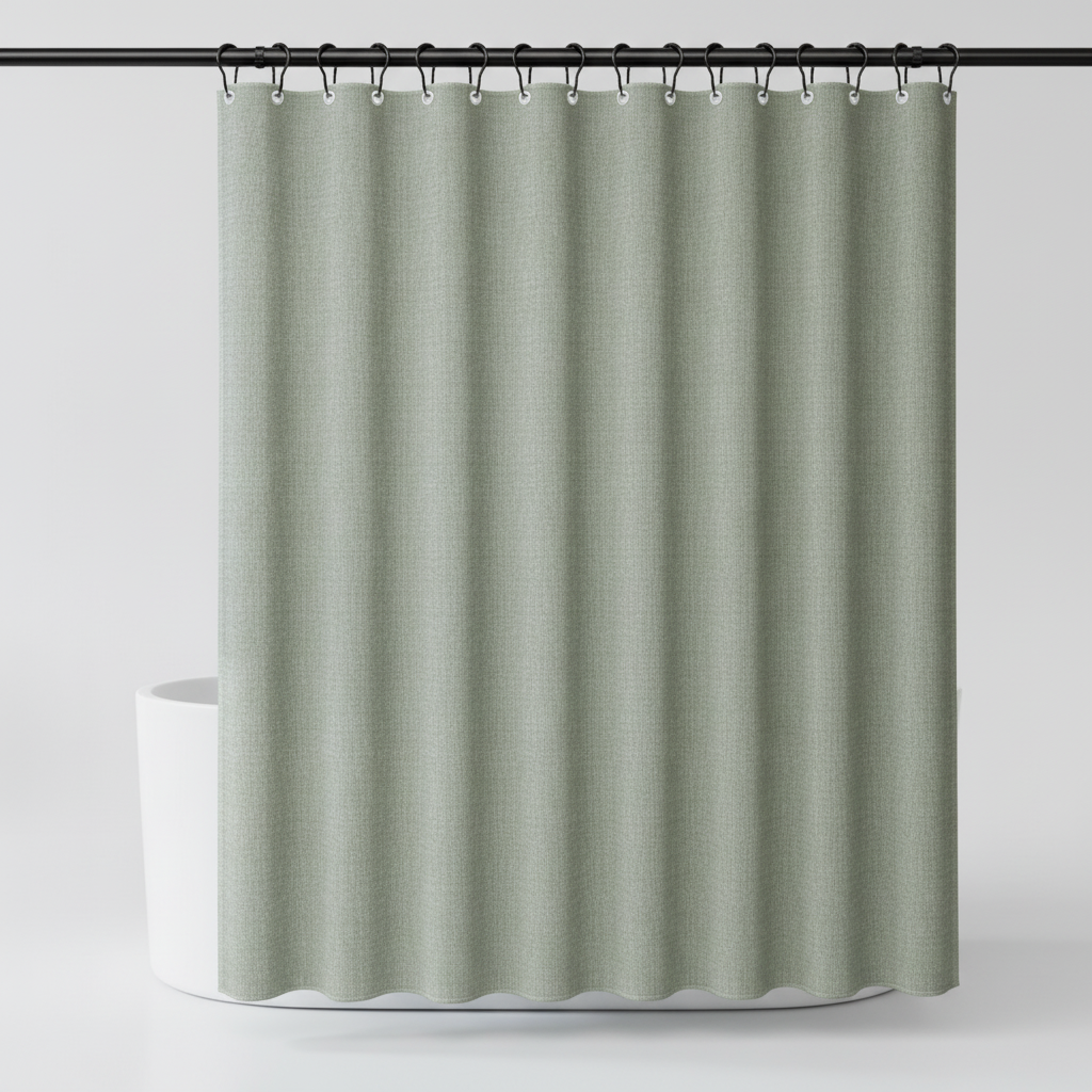 Light Green Water-Repellent Polyester Shower Curtain