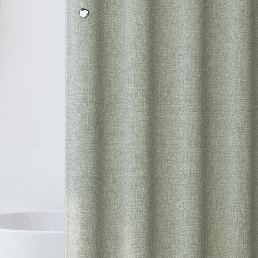 Light Green Water-Repellent Polyester Shower Curtain