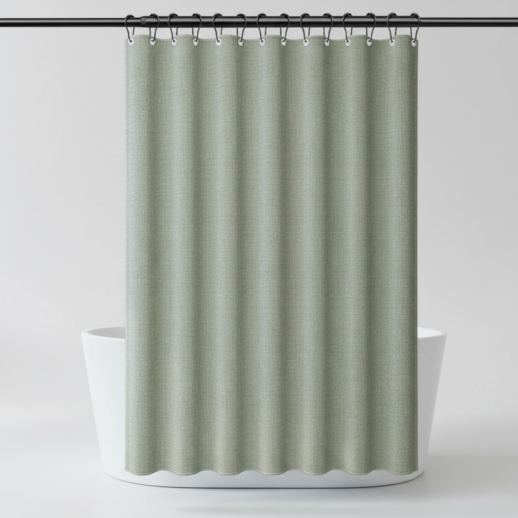 Light Green Water-Repellent Polyester Shower Curtain