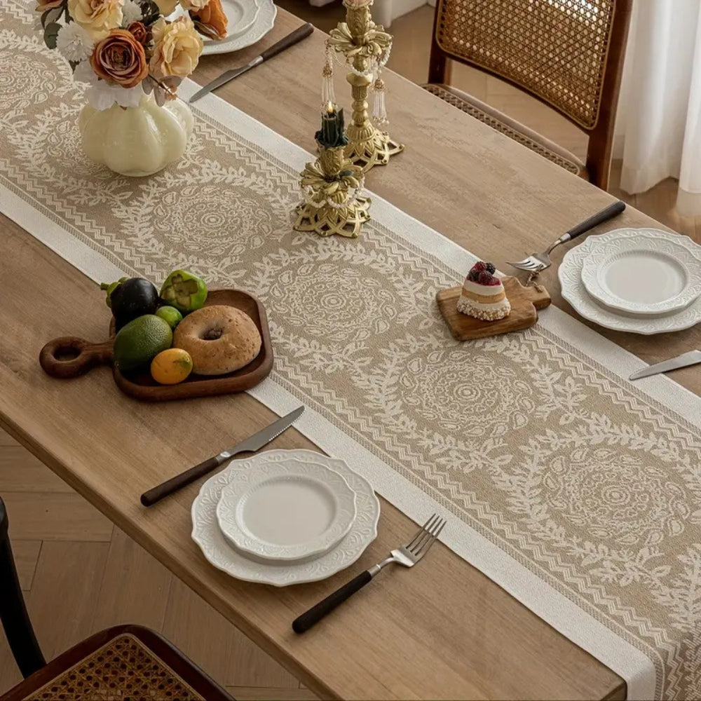 Luxury Woven Linen Table Runner with Tassels