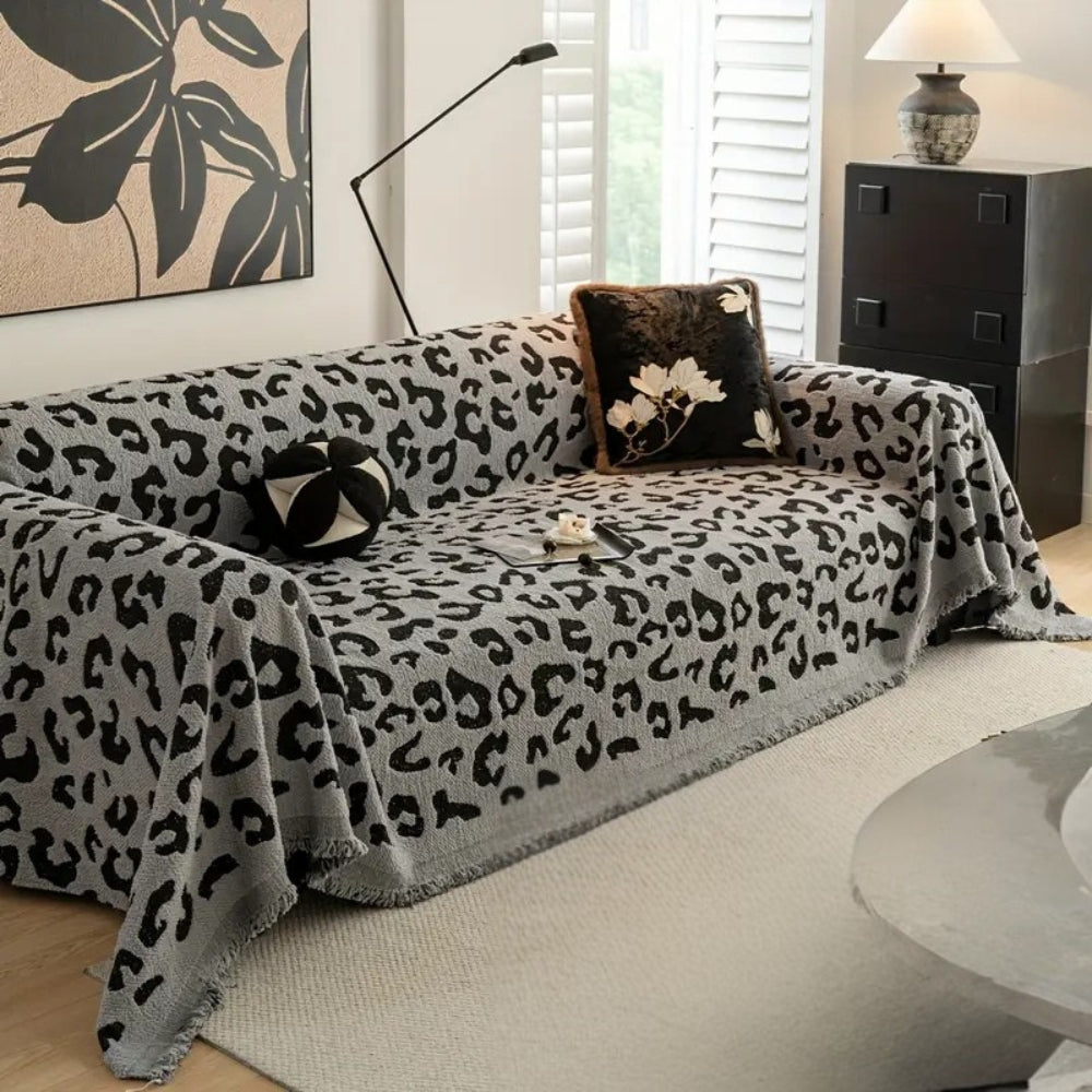 Leopard Print Microfiber Sofa Cover