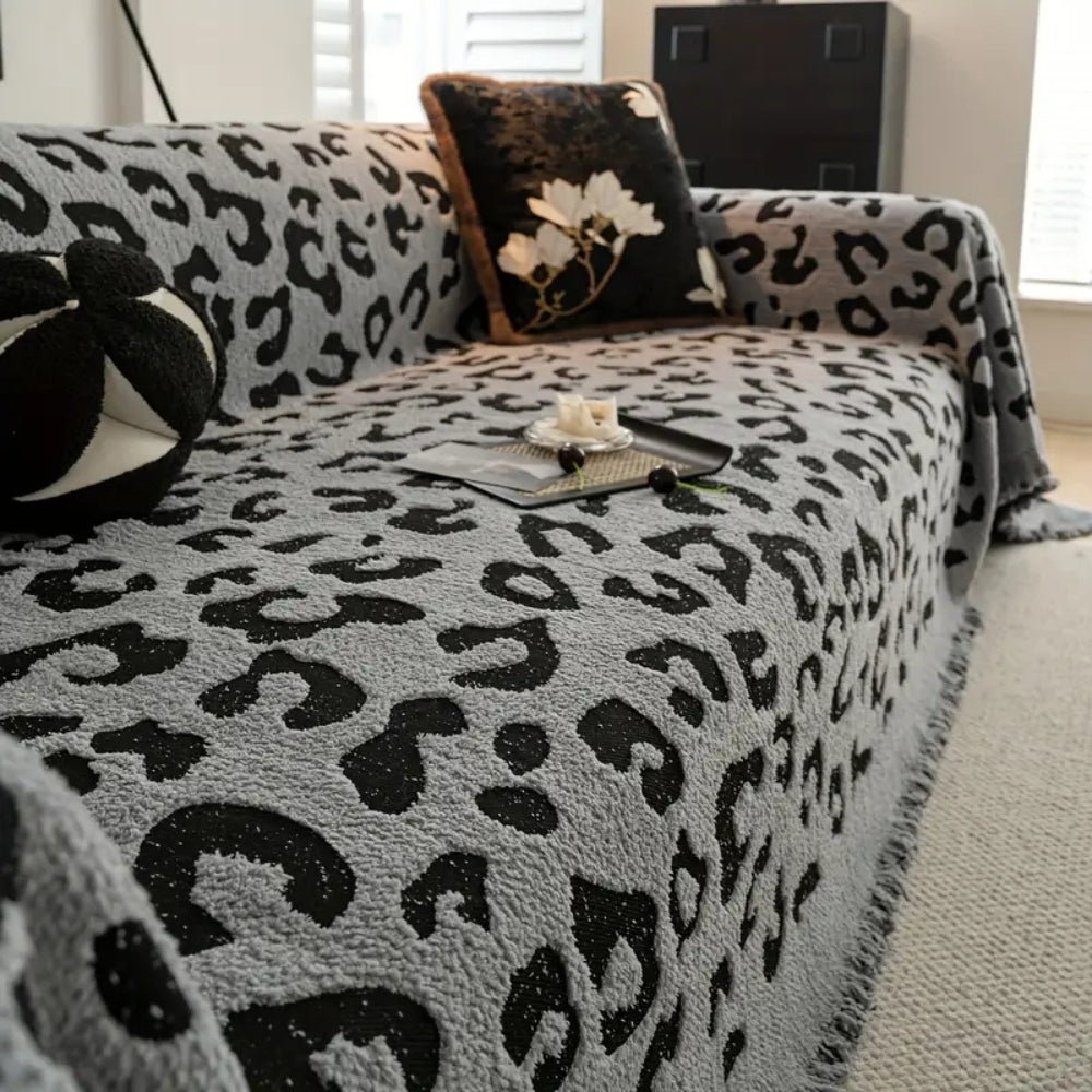 Leopard Print Microfiber Sofa Cover