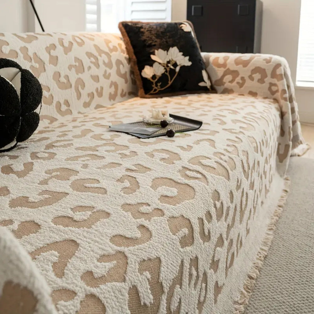 Leopard Print Microfiber Sofa Cover