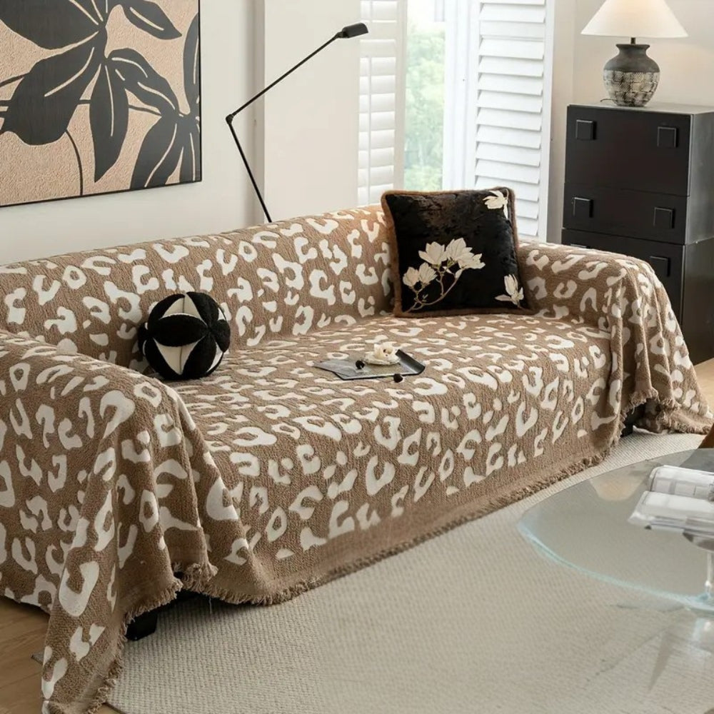 Leopard Print Microfiber Sofa Cover