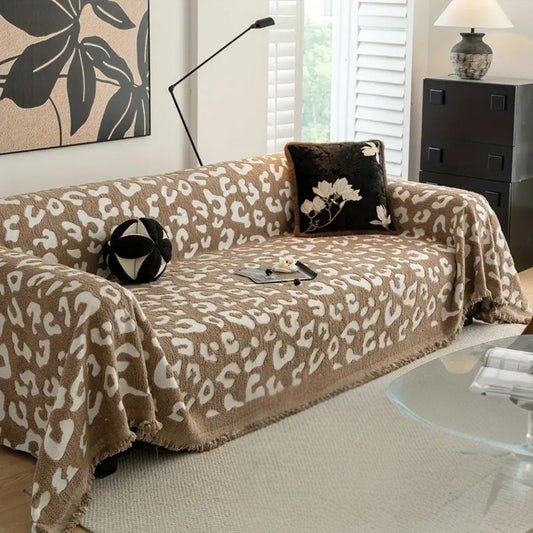 Leopard Print Microfiber Sofa Cover