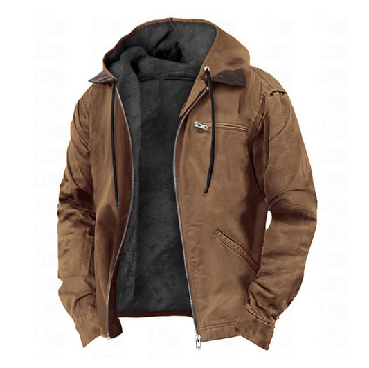 Men's Autumn Jacket with Hood and Soft Lining
