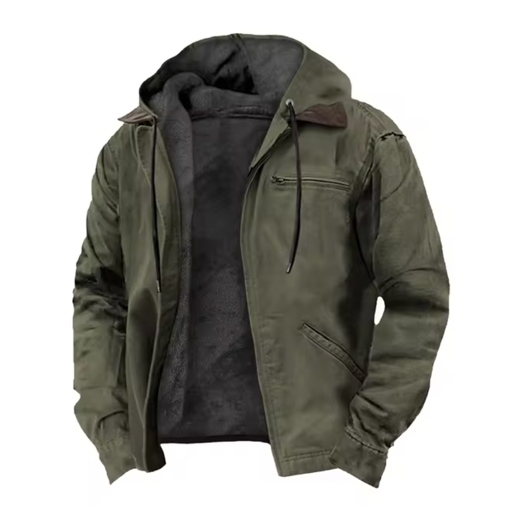 Men's Autumn Jacket with Hood and Soft Lining