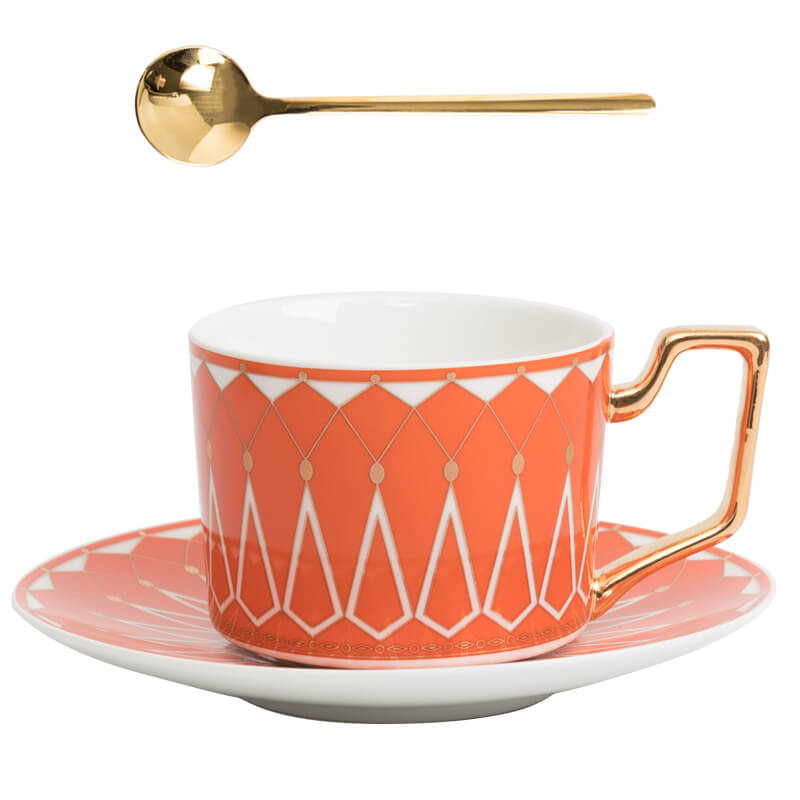 Vintage Floral Ceramic Coffee Cup and Saucer Set