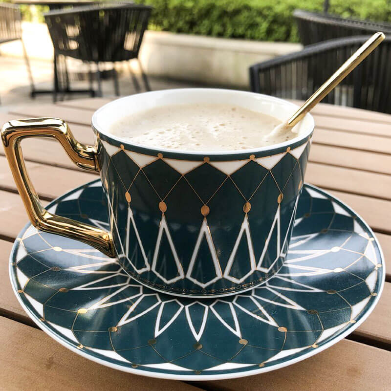 Vintage Floral Ceramic Coffee Cup and Saucer Set