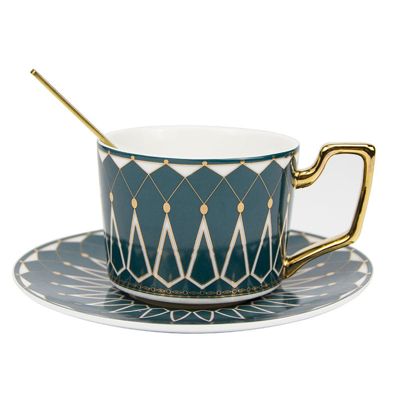 Vintage Floral Ceramic Coffee Cup and Saucer Set
