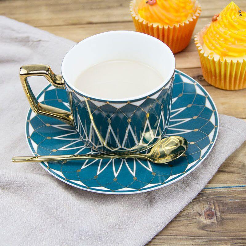 Vintage Floral Ceramic Coffee Cup and Saucer Set